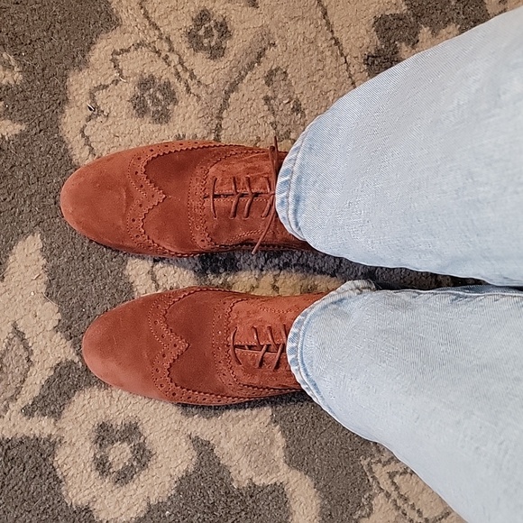 Garnet Hill Felisa Soft Oxford Sz 8.5 Made in Italy Suede Burnt Orange - Picture 8 of 13